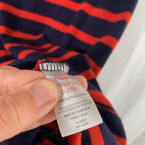 Hatley Knee Length Dress Large Blue Red Striped Round Meck Short Sleeve - Picture 5 of 10